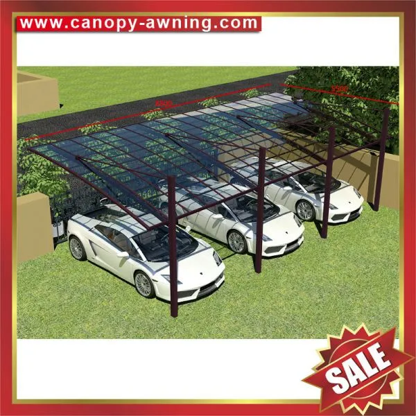 Outdoor Villa Sunshade Rain Aluminium Aluminum Alloy Metal PC Polycarbonate Parking Carport Car Port Shelter Canopy Awning Cover photo-2