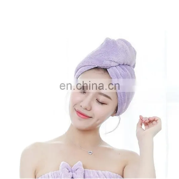 Hair Towel Fast Hair Drying Towel Super Absorbent Quick Dry Twist Hair Turban Anti Frizzy Microfiber Bath Cap With Button