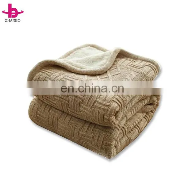China Supplier Large Size 100% Polyester, Shu Velvet 2 in 1 Weighted Grey Elegant Cable Knit Fluffy Throw Blanket photo-4