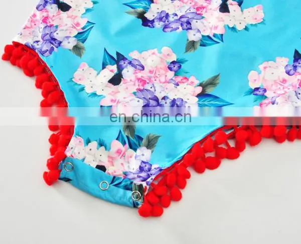 Cute Design Flutter Sleeve Infant Body Suit Flower Printed Newborn Baby Romper photo-6