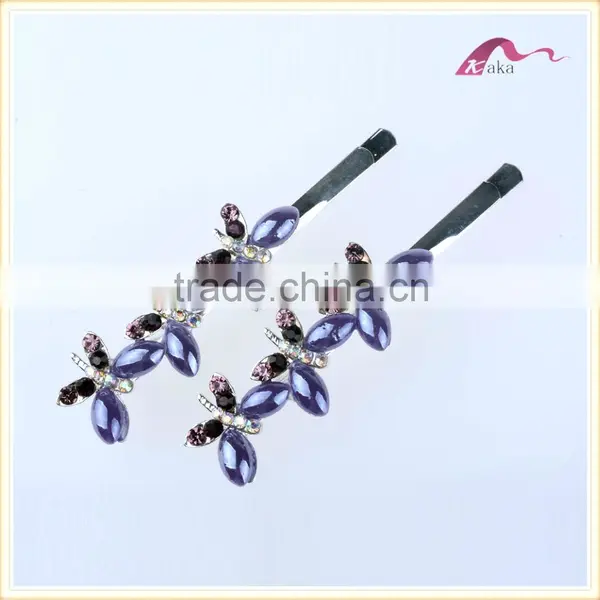 Wholesale Price New Arrival Multi Colors Elegant Hair Grips Metal Crystal Decorated Butterfly Ceramic Beads Hair Clips For Gifts photo-3