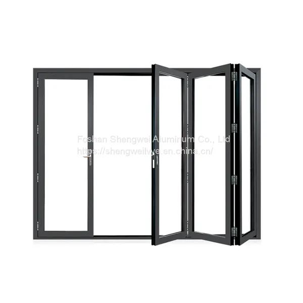 Gouble Glass Patio Accordion Aluminum Alloy Frame Folding Door With Insect Screen photo-2