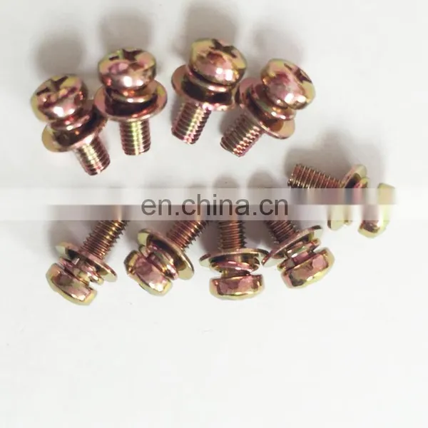 Black Zinc Plated Steel Cross Pan Head M3 M4 m6 Machine Screw Combination Screw Washer Assembly photo-4