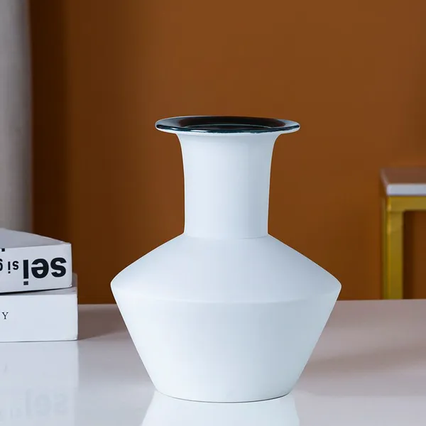 Tall Morandi White Hand Made Fashion Elegant Ceramic Flower Vase For Showroom Decor photo-2