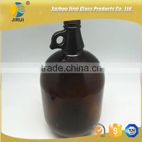 4L Amber Wine Glass Bottle With Handling photo-2
