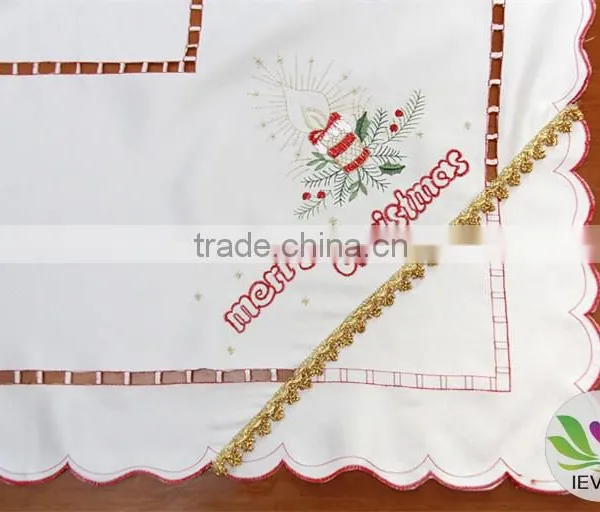 Golden Ribbon Embroidery White Christmas Wholesale Fabric for Tablecloth Lmzc1002(1) photo-2
