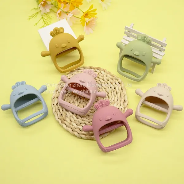 Silicone Teething Mitten Toy Cute Chick Chewable Baby Teether by Weiqi photo-2