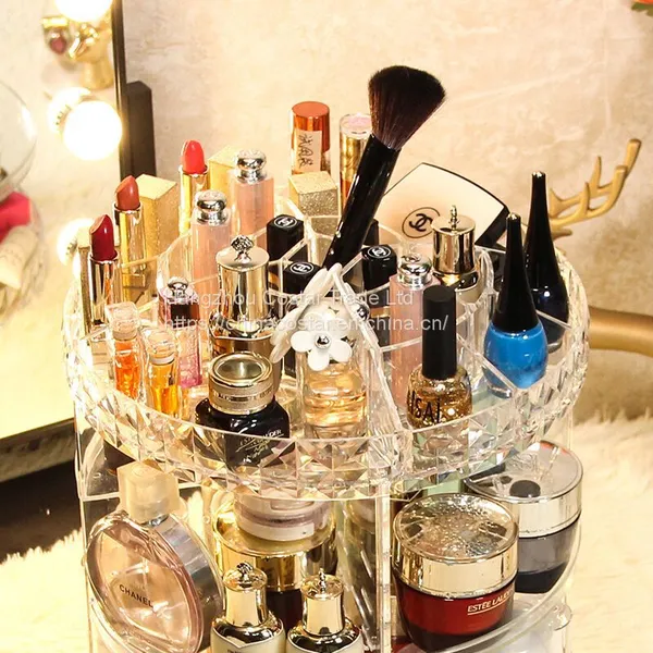 360-Degree Rotating Clear Makeup Organizer Makeup Cosmetic Storage- SMALL photo-5