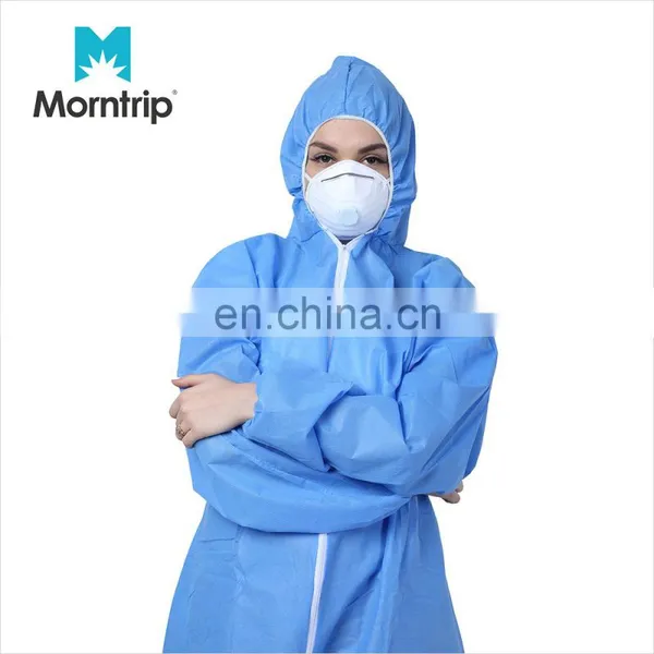 Best Selling Type 5 6 Zipper Closure Without Flap Elastic Back Waist Lightweight SMS Blue Coveralls Clothing With Hood photo-2