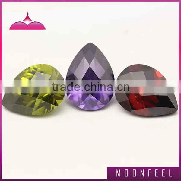High Quality Checkerboard Cut Colour Pear Cubic Zirconia Stones photo-2