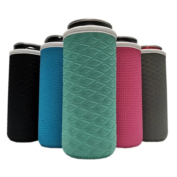Embossed Patten 16oz Reusable Neoprene Insulated Can Coozies Cup Holder Sleeve for Beer Coffee Beverage Tin