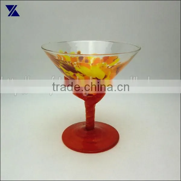 Wine Glass With Red Stem ,martini Glass Hand Blown photo-1