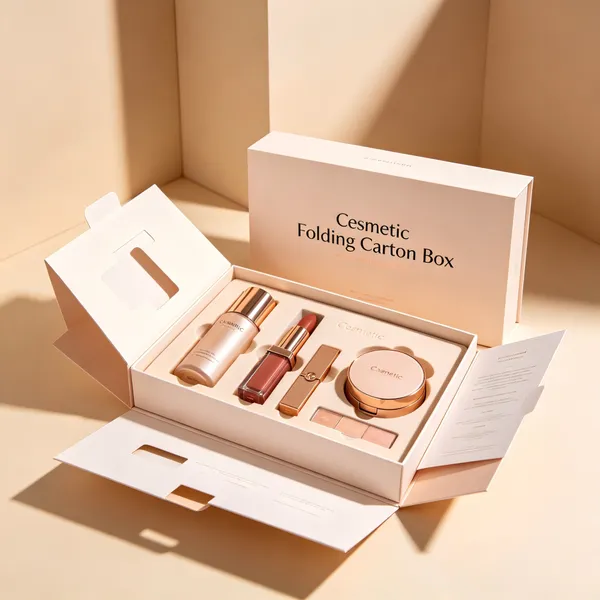 Cosmetic Folding Carton Box Custom Logo Printed Luxury Paper Packaging Box for Skincare Makeup Set photo-3