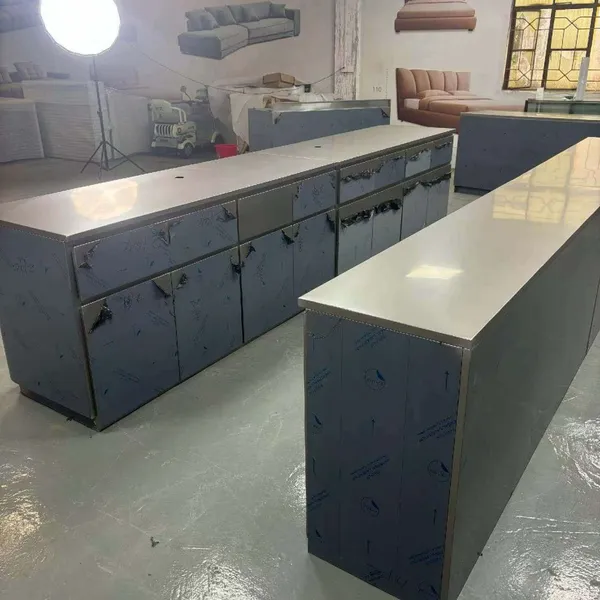 Milk Tea Bar Counter Commercial Stainless Steel Workstation With Cabinet and Sink