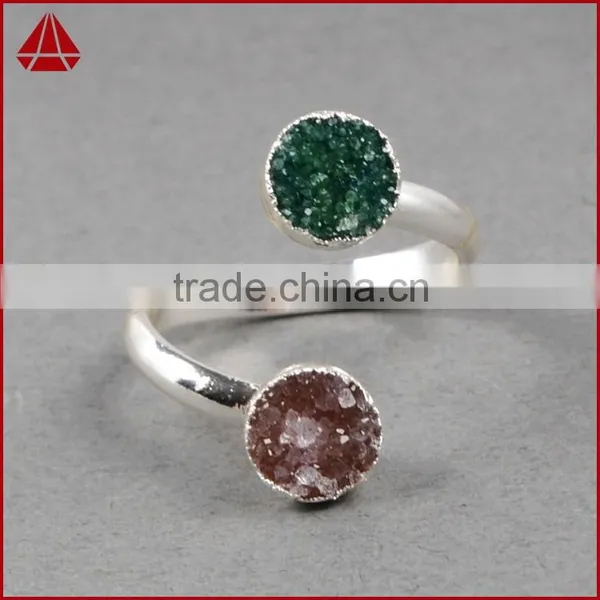 Druzy Wrapped Stone Ring in Sterling Silver Gems Ring Silver Rings With Cheap Price photo-2