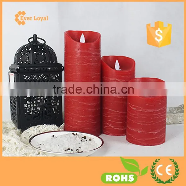 Hot Sale Flameless Candle With Moving Wick Rustic Pillar Candle Set photo-5