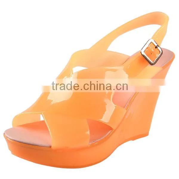 2014 Fashion Candy Color Sandals Transparent Jelly Shoes Fish Mouth Wedges Sandals photo-4