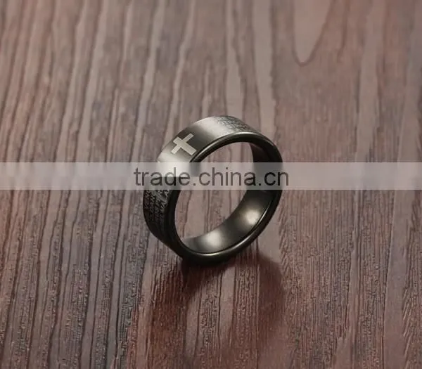 Fashion Jewelry Manufacturer China Cross Prayer Tungsten Carbide Ring photo-4