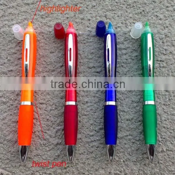 School Stationery Ball Pen With Highlighter Marker, Highlighter Pen