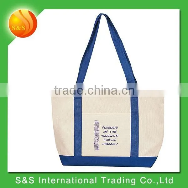 Two-tone Classic Design Carry-all Custom Canvas Tote Bag photo-3