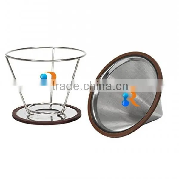 Trade Assurance 18/8 Stainless Steel Reusable Pour Over Cone Filter Drip Coffee Maker photo-5