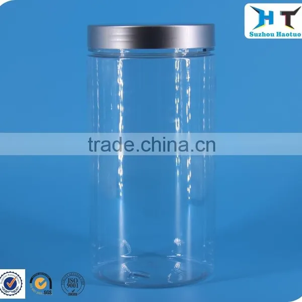 33oz Food Grade Clear PET Plastic Jar With Sliver Plastic Cap