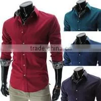 Fancy Design Mens Red Long Sleeve Button Down Cotton Dress Shirt Manufacturer photo-2