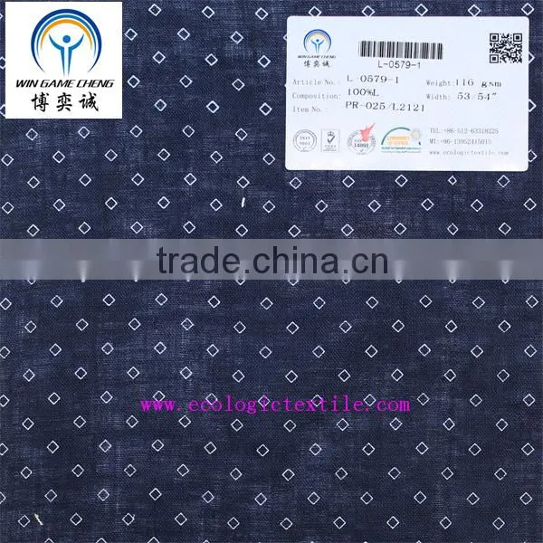 21*21 Pure Linen Printed Fabric Suitable for Shirt Garment photo-2