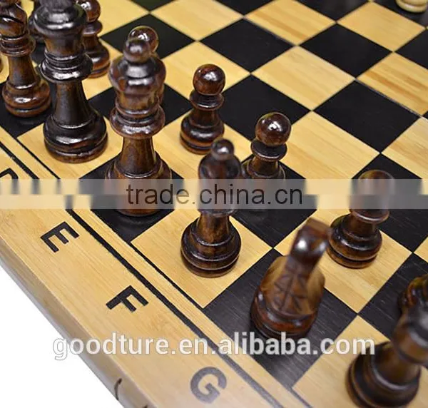 Bamboo Book Shape Folding Chess Set With Wooden Chessmen King Height 6.5cm photo-5