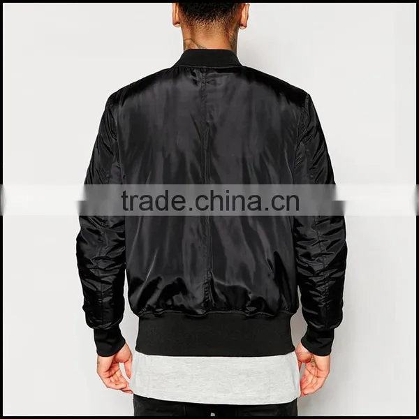 Side Pockets Ribbing Cuff Mens Fashion Jacket Wholesale Round Neck Zip Opening Custom Bomber Jackets photo-3