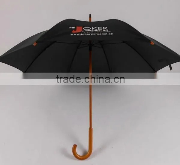 23 Inches Black Color Wooden Handle Umbrella Wholesaler photo-3