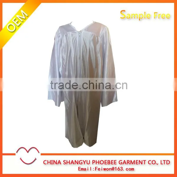 Shiny Customized White Children Graduation Dressing Gown