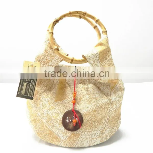 New Comfortabl Material Ladies Handbag With Bamboo Handle photo-2