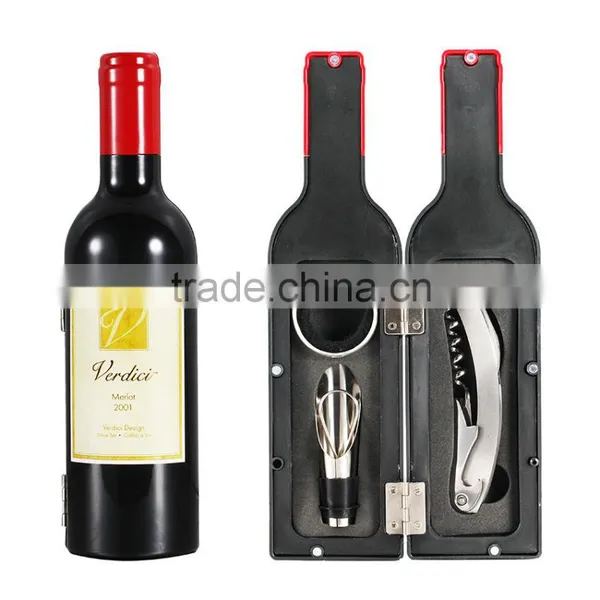 Wine Bottle Shaped Wine Set / 5 Piece Wine Bottle Accessory Gift Set photo-4