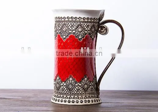 16oz Mug With Handbuilding Techniques, Ceramics and Pottery, Red Mug photo-2