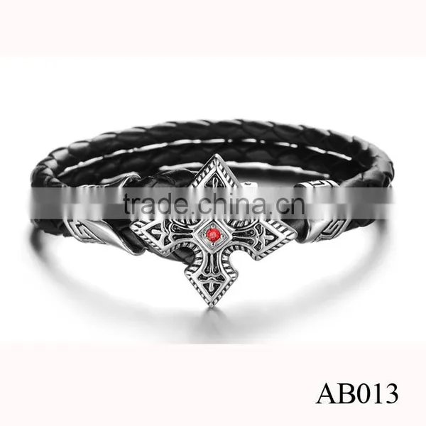 2016 Newest Laether Braceelt Chrome Cross Bracelet for Fashion Girl