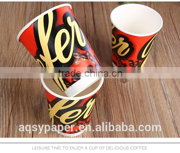 Custom Logo Printed Disposable Paper Cup With Lid, Low Cost 12oz Double Wall Paper Cups With Lid photo-3