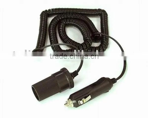 Coiled Extension Cord With Cigarette Socket