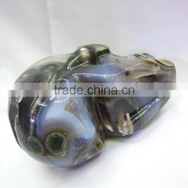 100% Natural Tiger Eye Crystal Skull Carving Crystal Healing Crystal Stone Skull With Geode Good for Collection photo-6