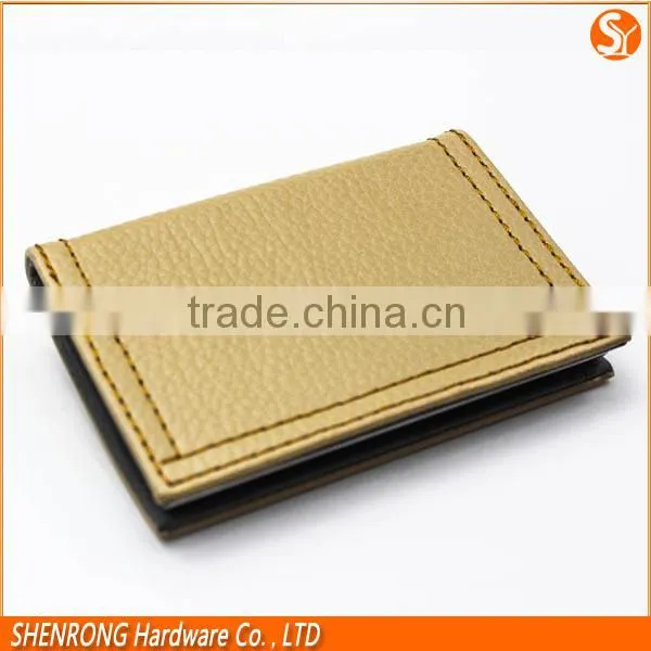Yellow Leather and Metal Material Credit Card Case With Printing Logo photo-3