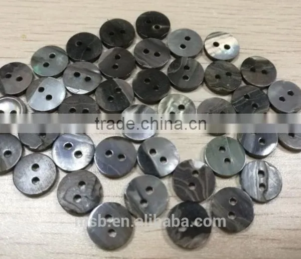 High Quality 2 Holes Black Trocas Shell Buttons for T-shirt photo-2