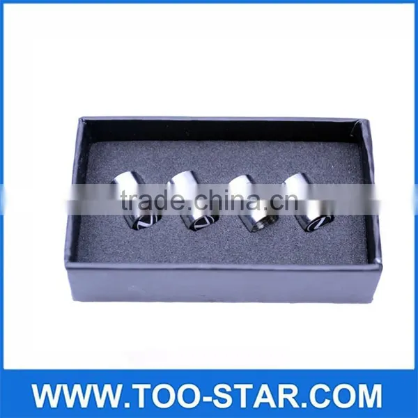 Silver Chrome Car Wheel Tyre Tire Air Valve Caps Stem Cover With Logo Emblem photo-2