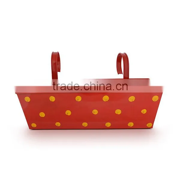 Powder Coated Metal Iron Planters | Polka Dot Rectangle Railing Planter photo-3