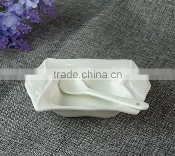 Hot Selling Wholesale White Ceramic Bowl, Cheap Salad Bowl,3 Bowls With 3 Spoons Pvc Box photo-2
