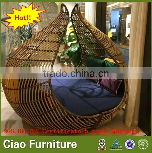 Latest Design Daybed With Canopy Rattan Sofa Bed Garden Patio Furniture photo-2