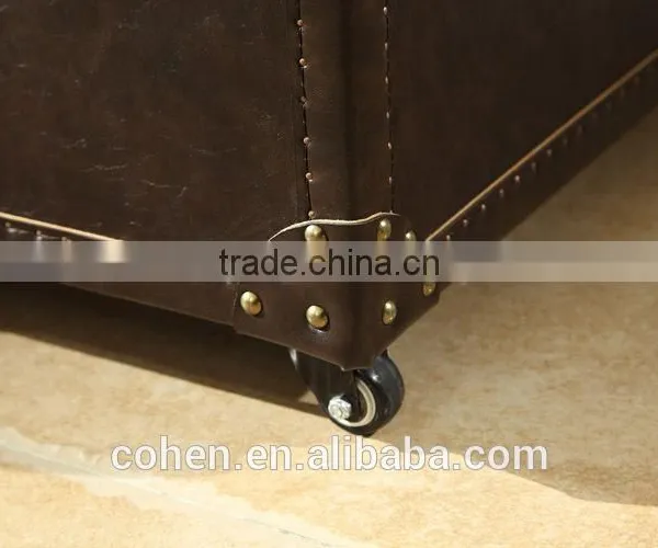 2016 Factory Direct Sale Home Furniture Europe Design Retro Vintage Style Living Room Wine Cabinet Covered by Top Grain Leather photo-6