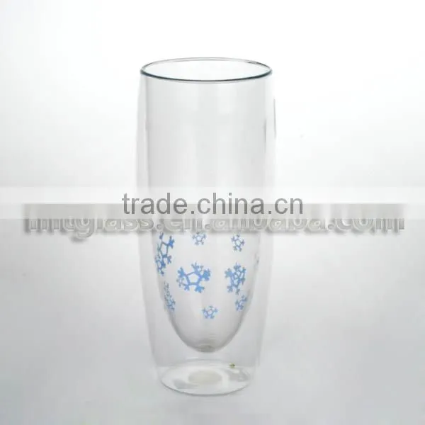 Clear Dubble Wall Wine Drinking Glass Beer Glass Tall Cup With Logo photo-3