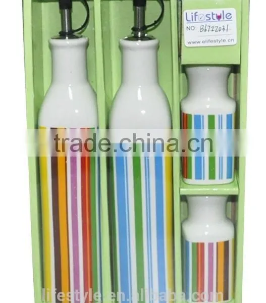 Ceramic Sell Oil & Vinegar Set,Stoneware With Decal photo-3