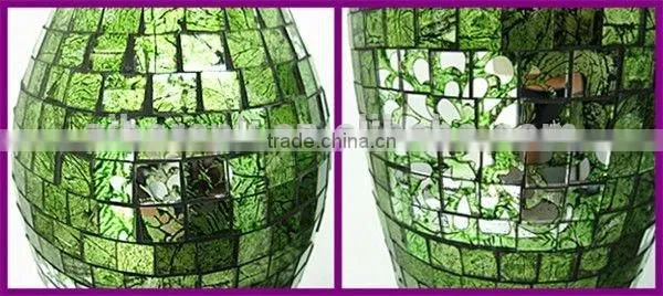 Crackle Mosaic Glass Green Vases photo-5