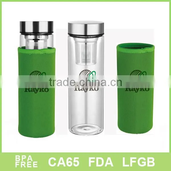 Borosilicate Glass Water Bottle Sports Bottle 400ml Tea Bottle